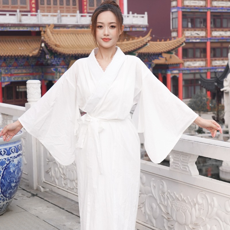 Kimono Yukata Cotton - Japanischer traditioneller Kimono für Damen, weißer