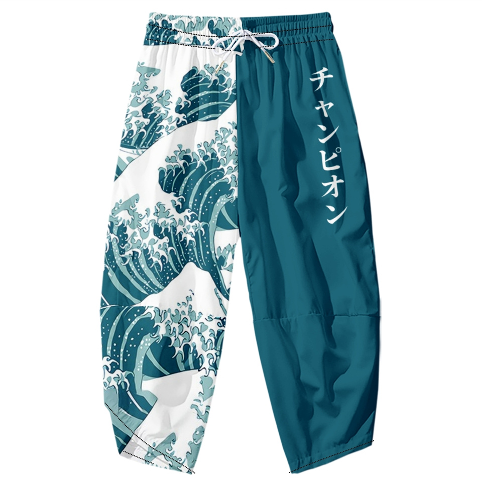 Kimono Yukata Cotton - Die große Welle von Kanagawa Kimono-Hose