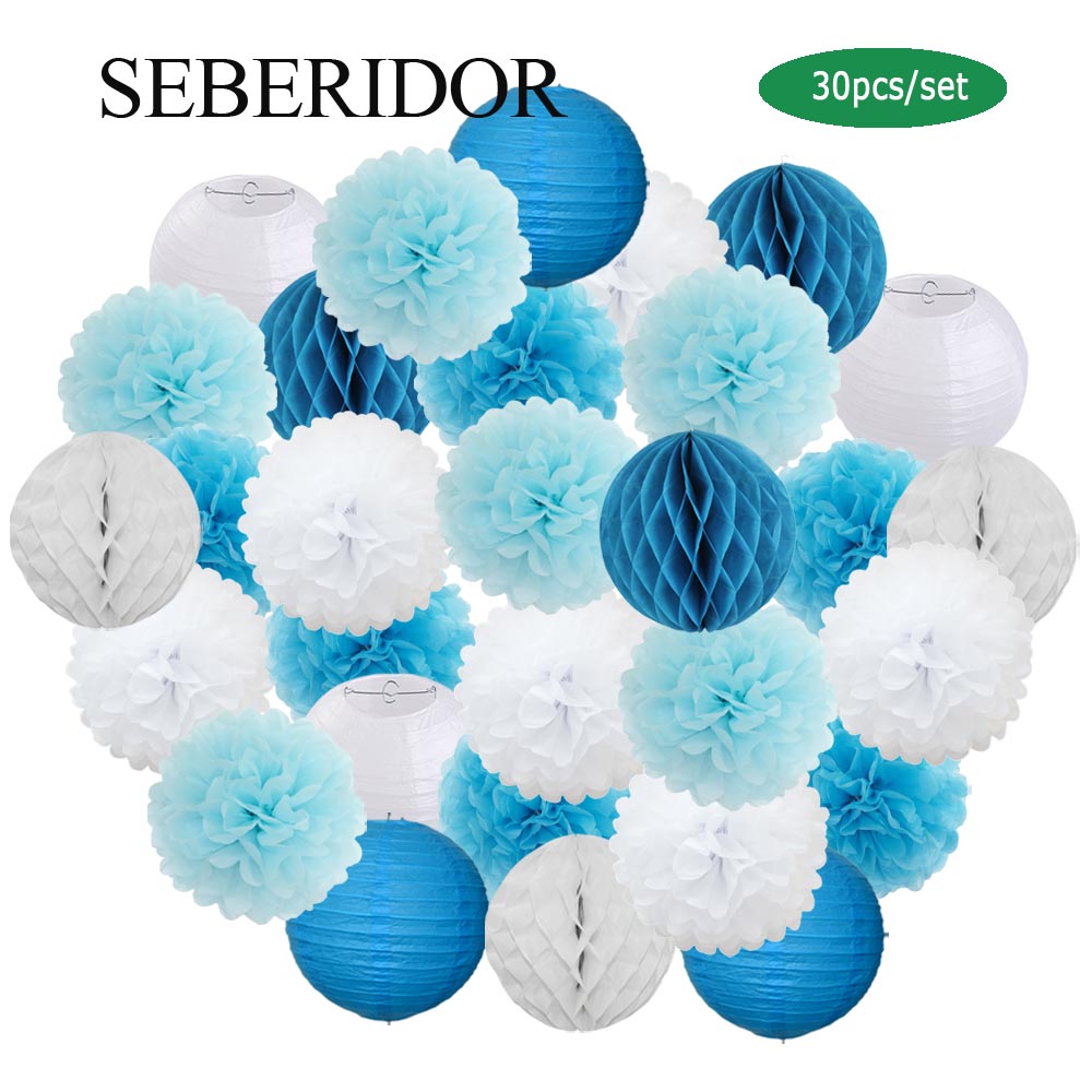 Japanese Lantern Paper - 30 teile/satz Urlaub Festival Dekor Blau