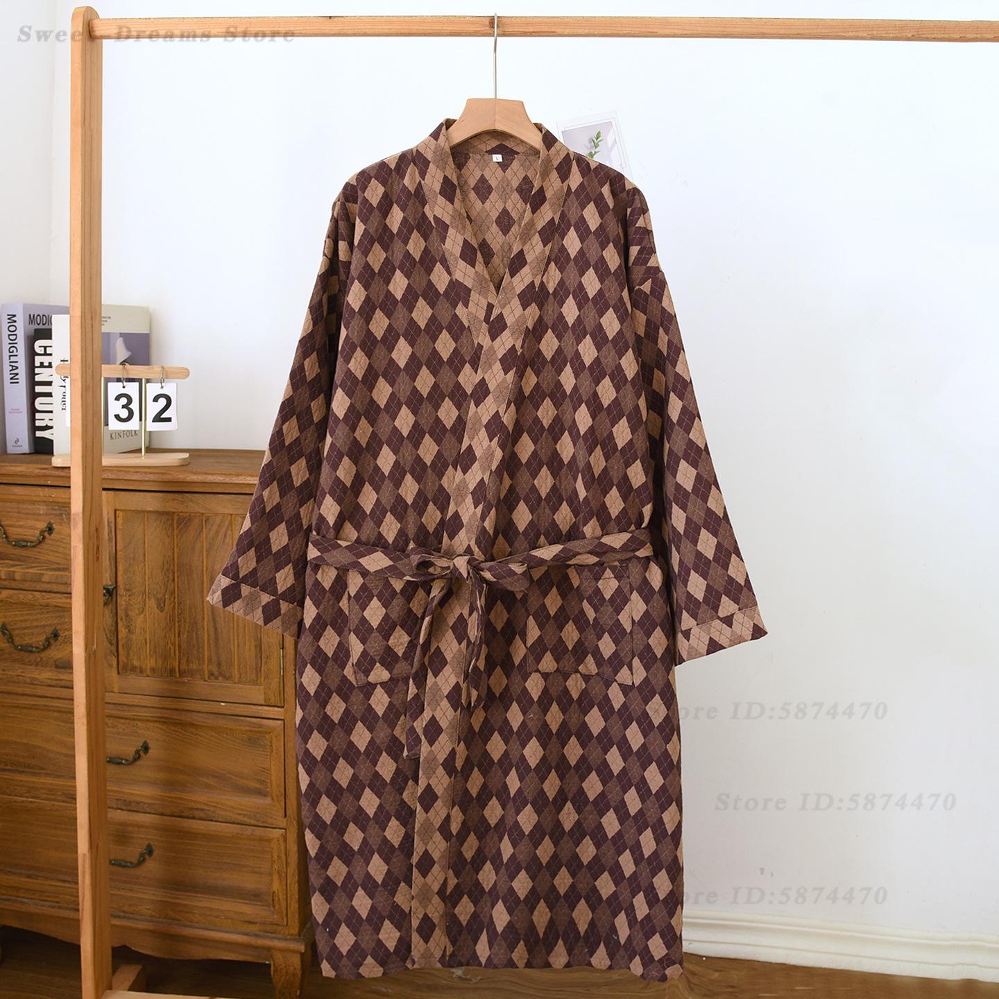 Kimono Yukata Cotton - Baumwoll-Coupe-Bademantel für Herren, Jacquard-Kimono, Yukata mit