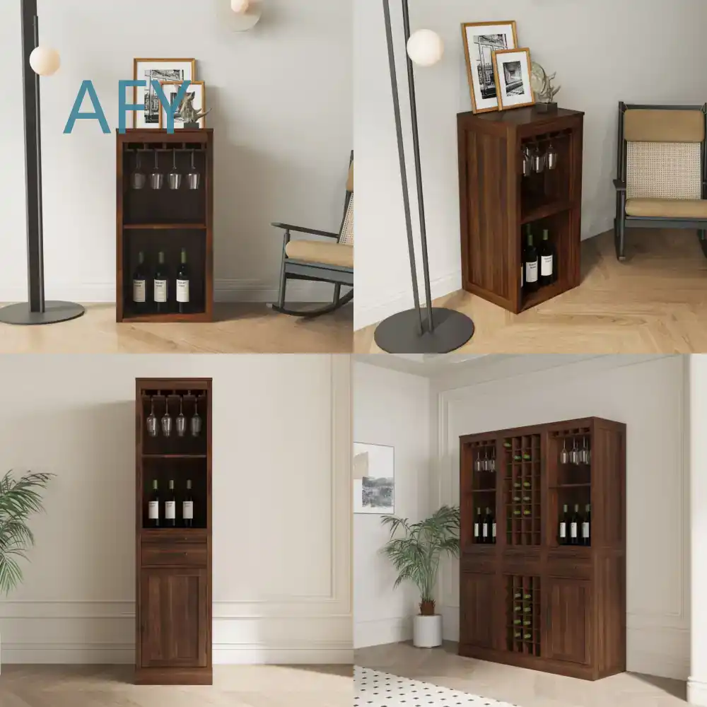 Muji Home Storage - Modulares Weinregal-Schrank in brauner Walnussfarbe mit