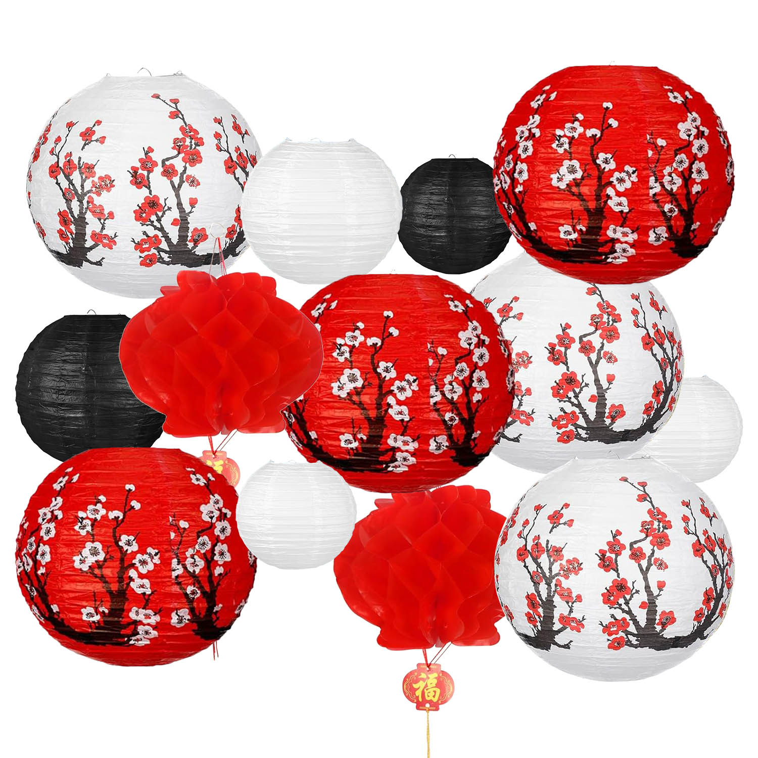 Japanese Lantern Paper - Chinesische japanische hängende Papierlaternen mit Kirschblüte